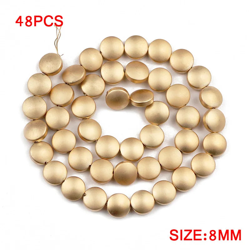 Matte Hematite 8mm Coin Spacer Beads 48pcs