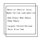 Yellow Flash Labradorite Beads 6/8/10MM for Bracelet DIY