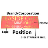 Personalized Text Logo Engraved Name Badge for Office Business