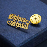 Custom Name Collar Pin Brooch Badge Stainless Steel Women's Jewelry