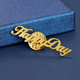 Custom Name Collar Pin Brooch Badge Stainless Steel Women's Jewelry