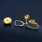 Custom Name Collar Pin Brooch Badge Stainless Steel Women's Jewelry
