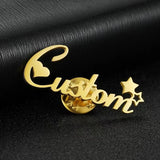 Custom Name Collar Pin Brooch Badge Stainless Steel Women's Jewelry