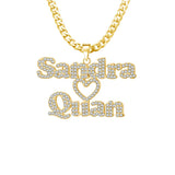 Personalized Stainless Steel Lover Double Names Heart Pendant Necklace