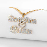 Personalized Stainless Steel Lover Double Names Heart Pendant Necklace