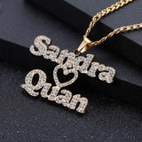 Personalized Stainless Steel Lover Double Names Heart Pendant Necklace