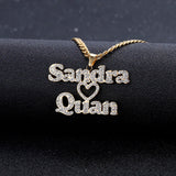 Personalized Stainless Steel Lover Double Names Heart Pendant Necklace