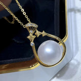 12-13mm Natural Freshwater Pearl Pendant 925 Sterling Silver Necklace