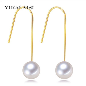Round Freshwater Pearl Earrings with 925 Sterling Silver for Women