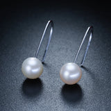 Round Freshwater Pearl Earrings with 925 Sterling Silver for Women