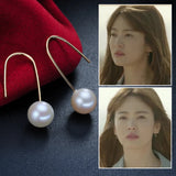 Round Freshwater Pearl Earrings with 925 Sterling Silver for Women