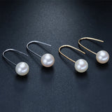 Round Freshwater Pearl Earrings with 925 Sterling Silver for Women
