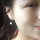 Round Freshwater Pearl Earrings with 925 Sterling Silver for Women