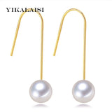 Round Freshwater Pearl Earrings with 925 Sterling Silver for Women