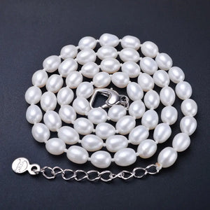 6-7mm Natural Pearl Necklace 925 Sterling Silver Jewelry for Women