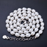6-7mm Natural Pearl Necklace 925 Sterling Silver Jewelry for Women