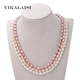 6-7mm Natural Pearl Necklace 925 Sterling Silver Jewelry for Women