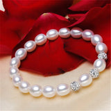 Freshwater Pearl Crystal Balls Drop Water Pearl Bracelet Women