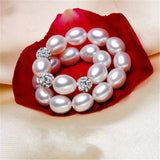 Freshwater Pearl Crystal Balls Drop Water Pearl Bracelet Women