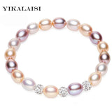 Freshwater Pearl Crystal Balls Drop Water Pearl Bracelet Women