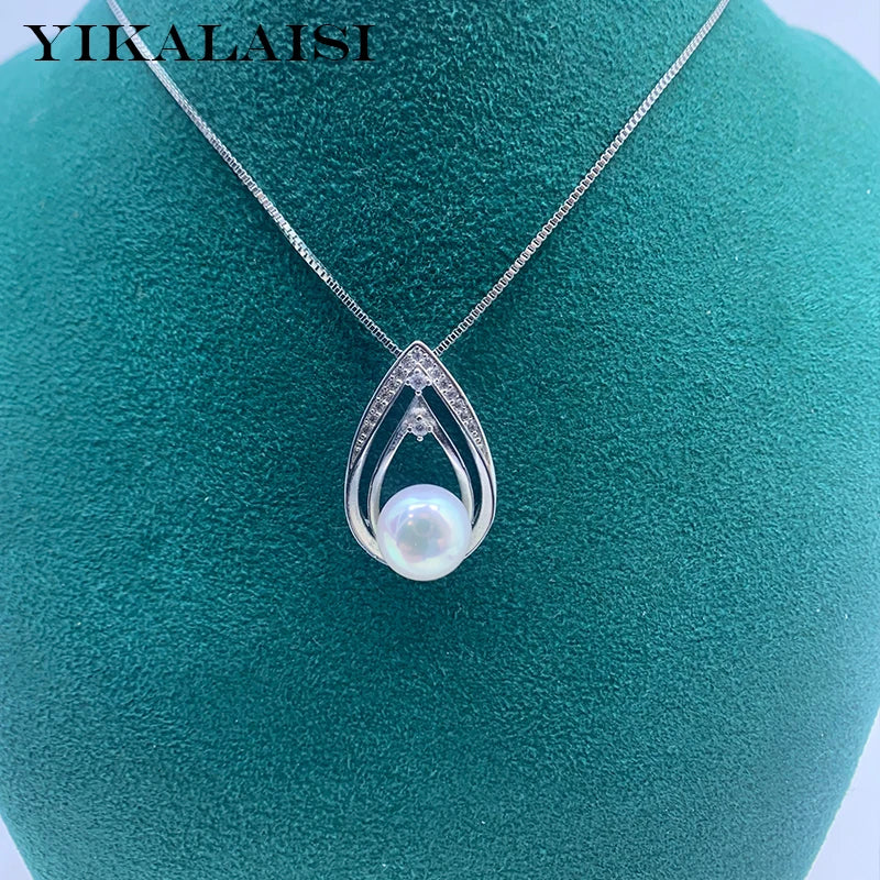 8-9mm Freshwater Pearl Oblate Pendant Necklace Chain Style Wholesales