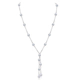 925 Silver Chain Freshwater Pearl Double Strip Necklace 7-8mm Pearl