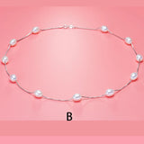 925 Silver Chain Freshwater Pearl Choker Necklace