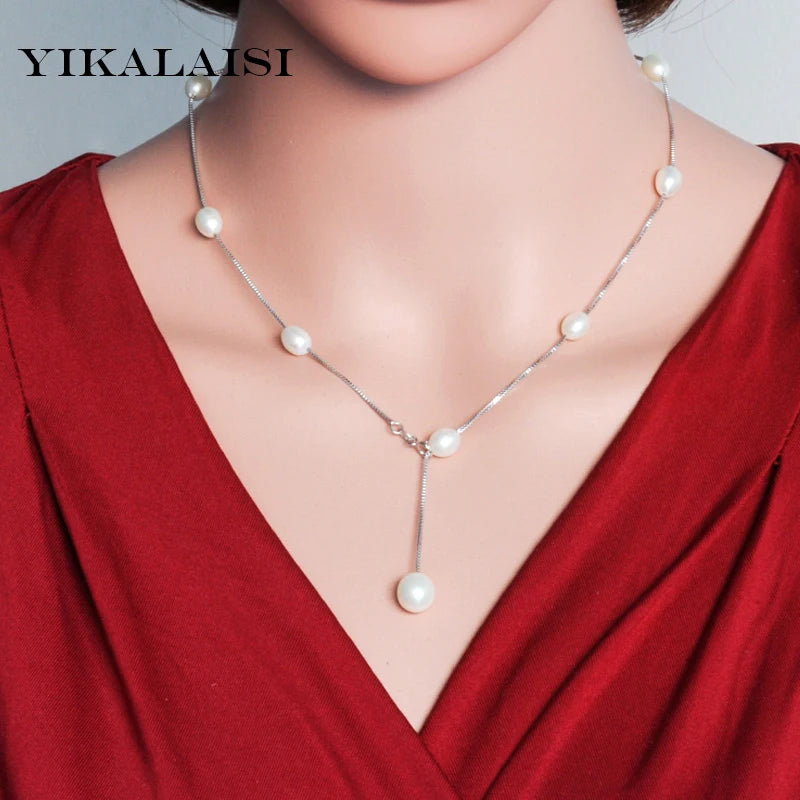 925 Silver Chain Freshwater Pearl Choker Necklace