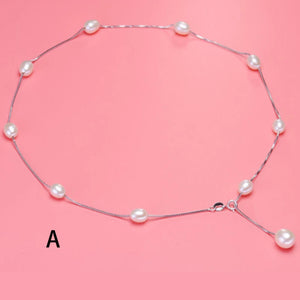 925 Silver Chain Freshwater Pearl Choker Necklace