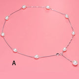 925 Silver Chain Freshwater Pearl Choker Necklace