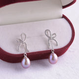 925 Silver Freshwater Pearl Earrings Women's Drop Shape Jewelry