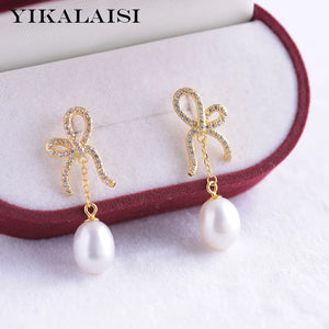 925 Silver Freshwater Pearl Earrings Women's Drop Shape Jewelry