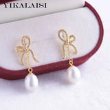 925 Silver Freshwater Pearl Earrings Women's Drop Shape Jewelry