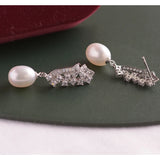 925 Silver Drop Natural Pearl Earrings
