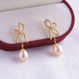 925 Silver Freshwater Pearl Earrings Women's Drop Shape Jewelry