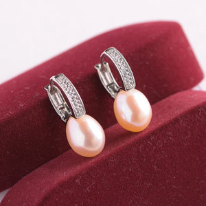 925 Silver Drop Shape Natural Pearl Earrings