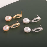925 Silver Earrings Women Natural Pearl Drop Shape 8-9mm