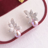 925 Silver Earrings Women 8-9mm Drop Natural Freshwater Pearl Wholesales