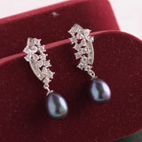 925 Silver Drop Natural Pearl Earrings