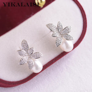 925 Silver Earrings Women 8-9mm Drop Natural Freshwater Pearl Wholesales