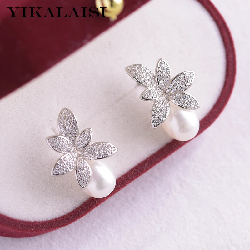 925 Silver Earrings Women 8-9mm Drop Natural Freshwater Pearl Wholesales