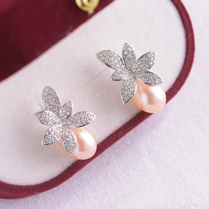 925 Silver Earrings Women 8-9mm Drop Natural Freshwater Pearl Wholesales