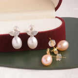925 Silver Earrings Women 8-9mm Freshwater Pearl Drop Shape Jewelry