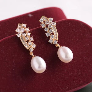 925 Silver Drop Natural Pearl Earrings