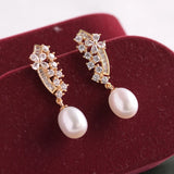 925 Silver Drop Natural Pearl Earrings