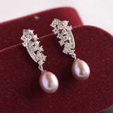925 Silver Drop Natural Pearl Earrings