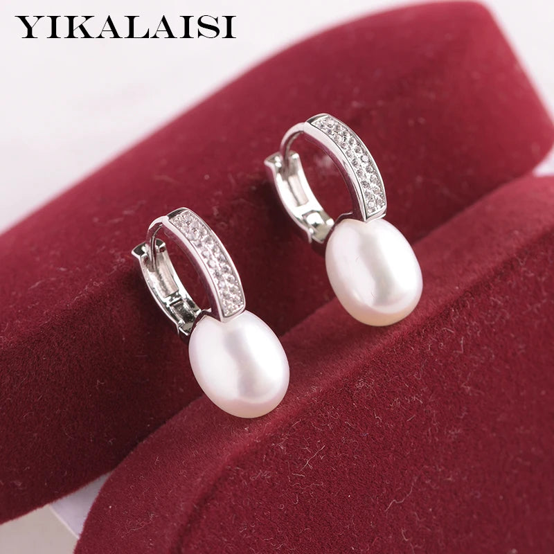 925 Silver Drop Shape Natural Pearl Earrings