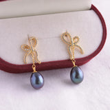 925 Silver Freshwater Pearl Earrings Women's Drop Shape Jewelry
