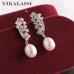 925 Silver Drop Natural Pearl Earrings