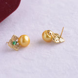925 Silver Earrings Natural Freshwater Pearl Jewelry Women 9-10mm Oblate